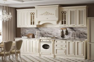 Кухонный гарнитур Монако прямой 3,60 крем, золото - Мебельная фабрика «Арида»