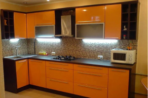 Кухонный гарнитур Оранжевый металлик - Мебельная фабрика «Анкор»