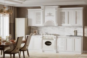 Кухонный гарнитур Венеция 2,40 белый, серебро - Мебельная фабрика «Арида»