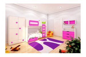 Мебель для детской Брусника с двухъярусной кроватью - Мебельная фабрика «ЭККЕ»