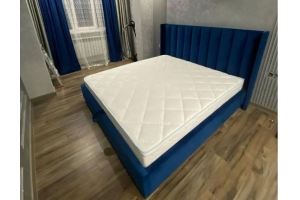 Мягкая кровать в синем цвете - Мебельная фабрика «ProstoМебель»