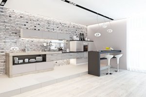  Новая кухня Мичиган с кожаными  фасадами - Мебельная фабрика «Линда»
