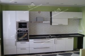 Прямая белая кухня Глянец - Мебельная фабрика «Контур»