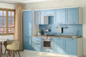 Прямая голубая кухня Кантри 6 - Мебельная фабрика «Прима-сервис»