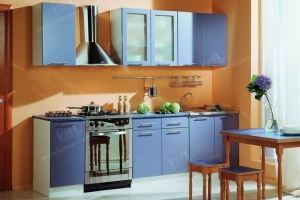 Прямая матовая синяя кухня - Мебельная фабрика «Контур»