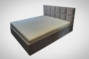 Серая кровать с мягким изголовьем - Мебельная фабрика «Мебель-54»