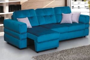 Синий прямой диван Марио