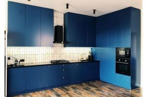 Синяя матовая кухня - Мебельная фабрика «Мебелин»