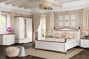 Спальня Ротонда, цвет Белый + Орех - Мебельная фабрика «Уфамебель»