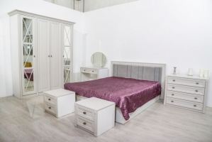 Спальный гарнитур Неаполь Эмаль светло-серая - Мебельная фабрика «Вестра»