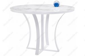 Стеклянный стол Нейтон белый мрамор / белый - Импортёр мебели «Woodville»