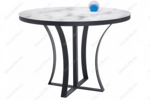 Стеклянный стол Нейтон белый мрамор / графит