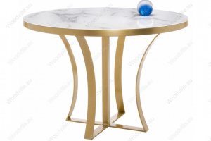 Стеклянный стол Нейтон белый мрамор / золото - Импортёр мебели «Woodville»