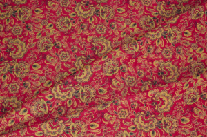 Ткань гобелен Хохлома Цветы Красная