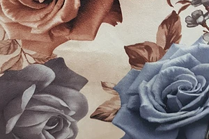 Ткань велюр с принтом Роза синяя
