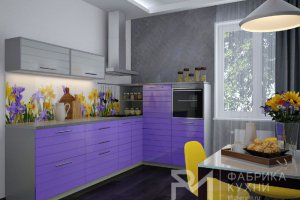 Угловая кухня Фиолетовый глянец- Техно