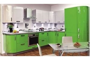 Угловая зеленая кухня Камилла - Мебельная фабрика «Мир Нестандарта»