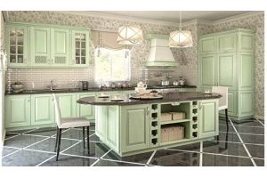 Зеленая прямая кухня Августа - Мебельная фабрика «Мир Нестандарта»