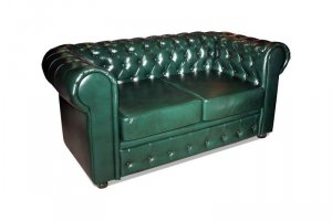 Зеленый диван в каретной стяжке С-500