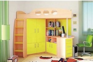 Желтая кровать-чердак Регина - Мебельная фабрика «Мир Нестандарта»